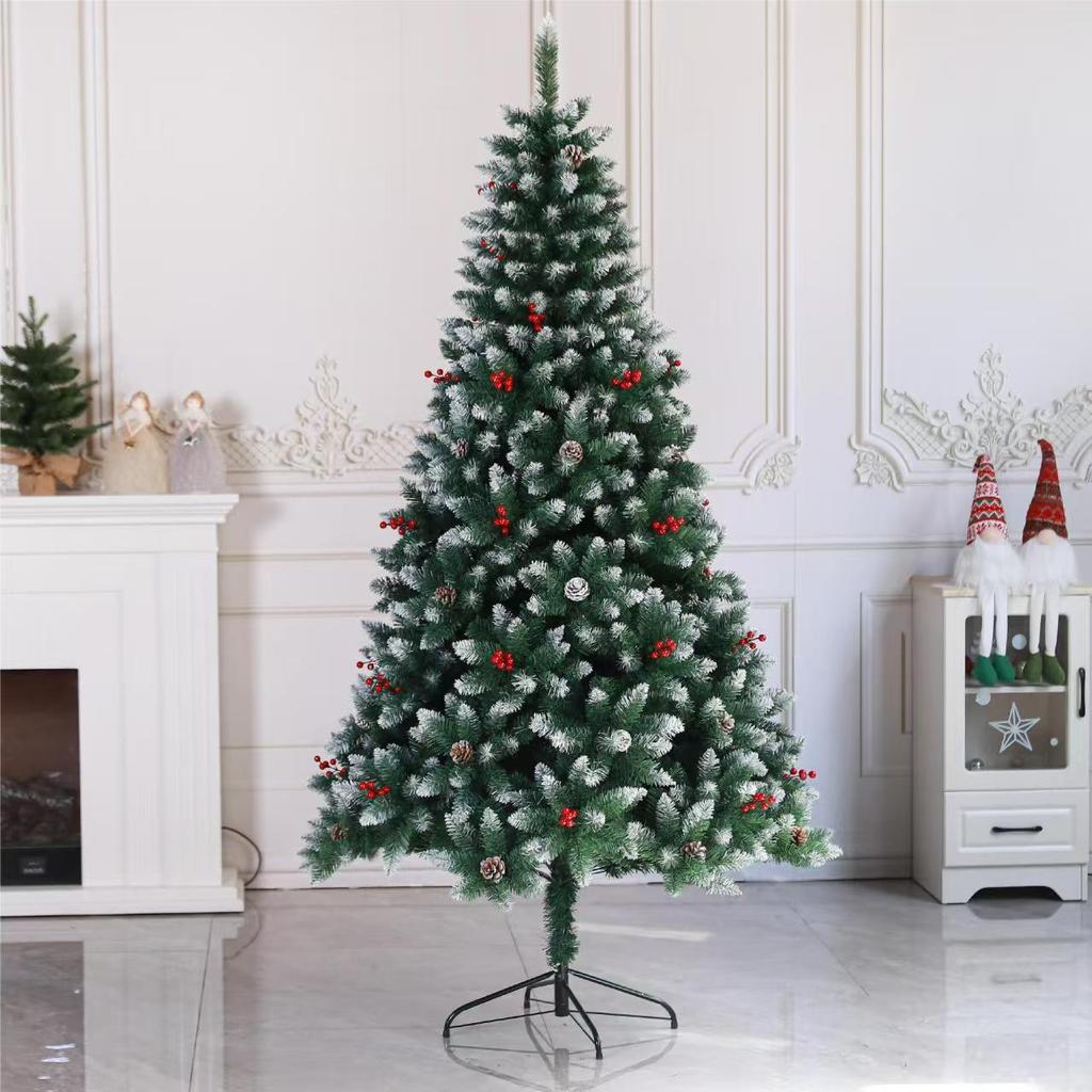 Snow-Flocked Christmas Tree with Pine Cones & Red Berries – Artificial Xmas Tree in Multiple Sizes (120cm–240cm)