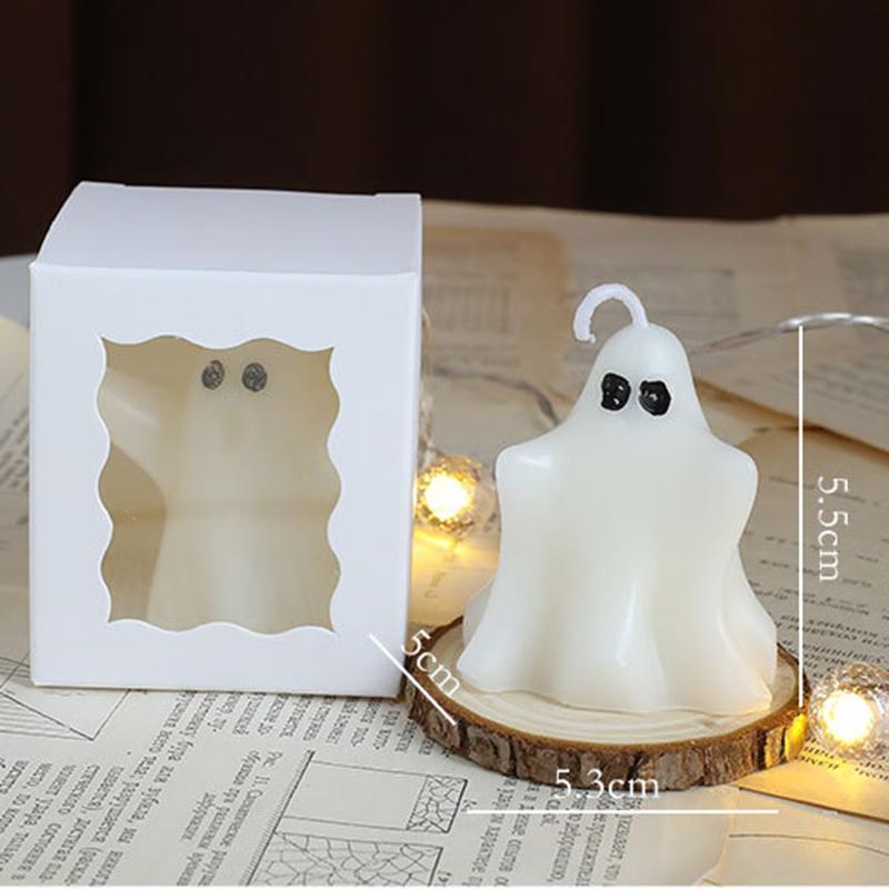 1/6 Pcs Halloween Ghost Candles Decor Spooky Goth Candle for Halloween Decorative Tabletop Cute Ghost Candle Set
