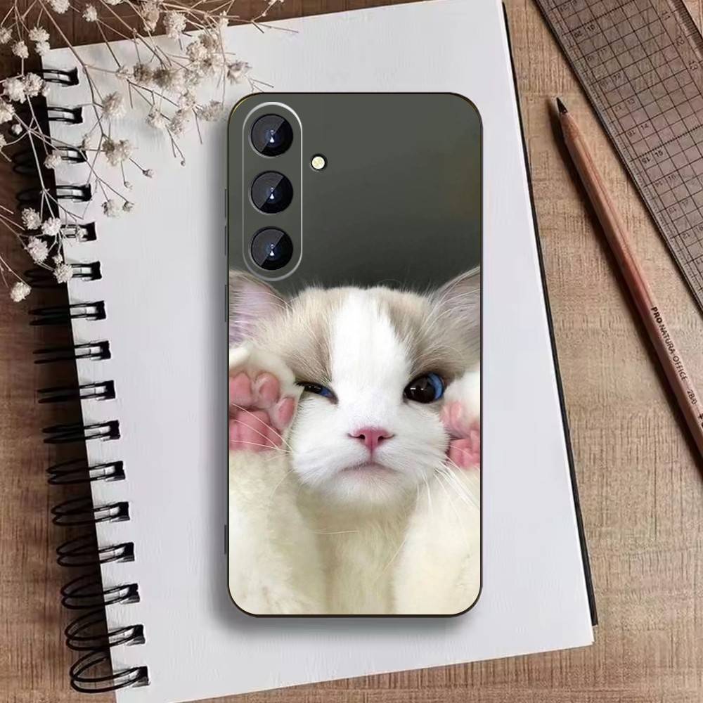 Funny Cute Cat  Phone Case For Samsung Galaxy A73,A21s,A22,A31,A52,A53,A71,A41Soft Black Shell
