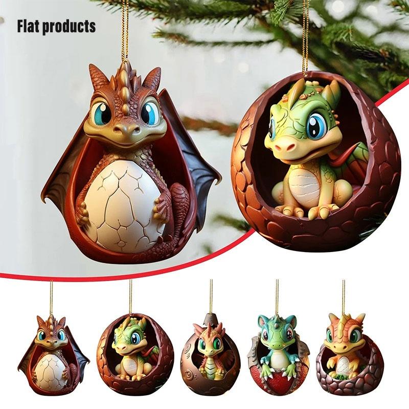 Cartoon Dragon Egg Car Hanging Decoration Christmas Tree Ornament Gift Acrylic/glass Material Cartoon Style Multiple Color Options Interior Car Decor