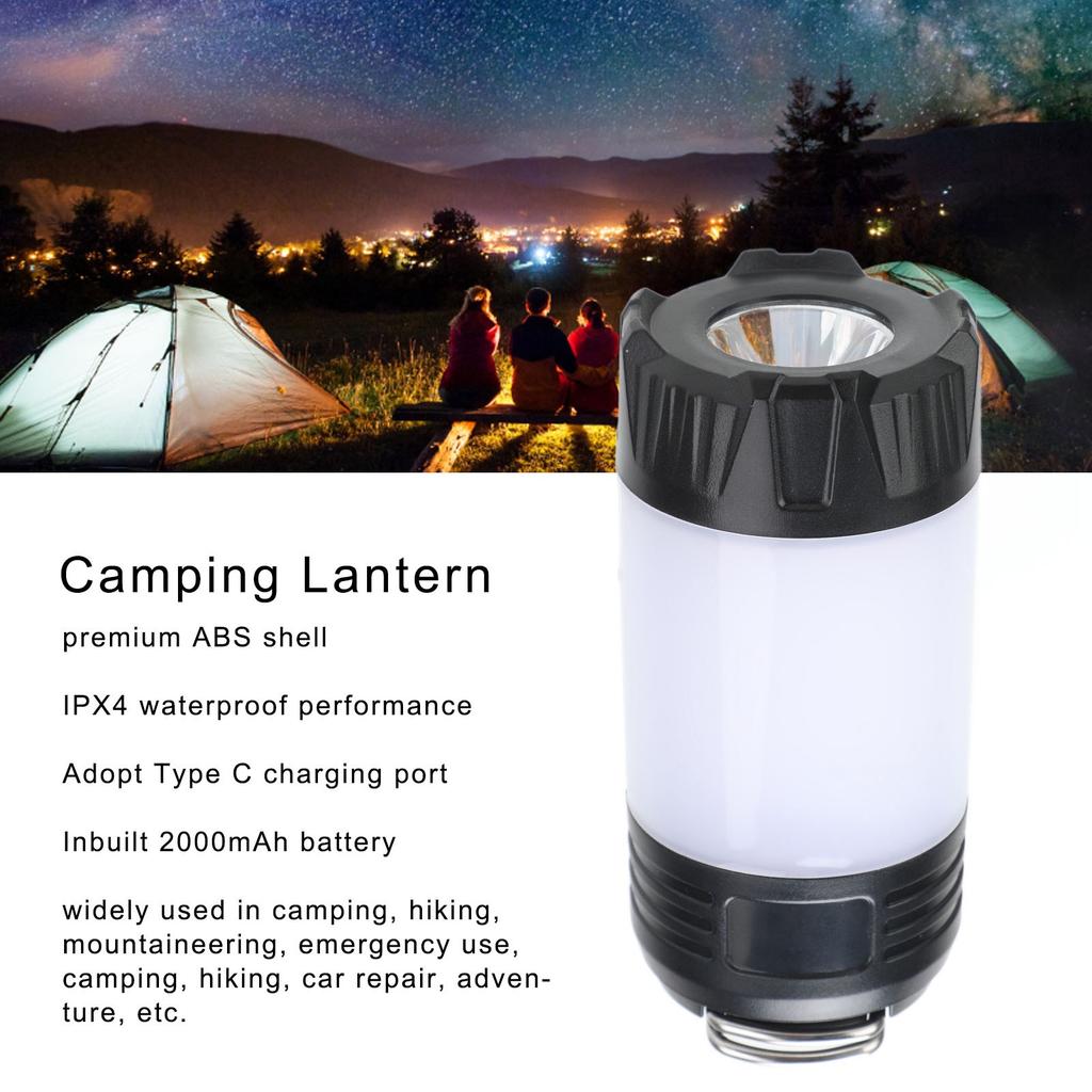 Camping Lantern Type C Charging IPX4 Waterproof 2000mAh Battery Widely Used LED Lantern for Camping Hiking Outdoor