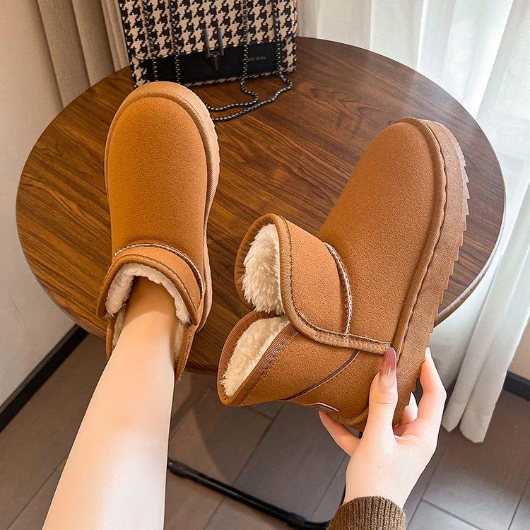 Women's Large Size Soft Sole Winter Warm Fur Snow Boots Padded Lined Ankle Boots Anti-slip Hiking Casual Sports Cotton Boots