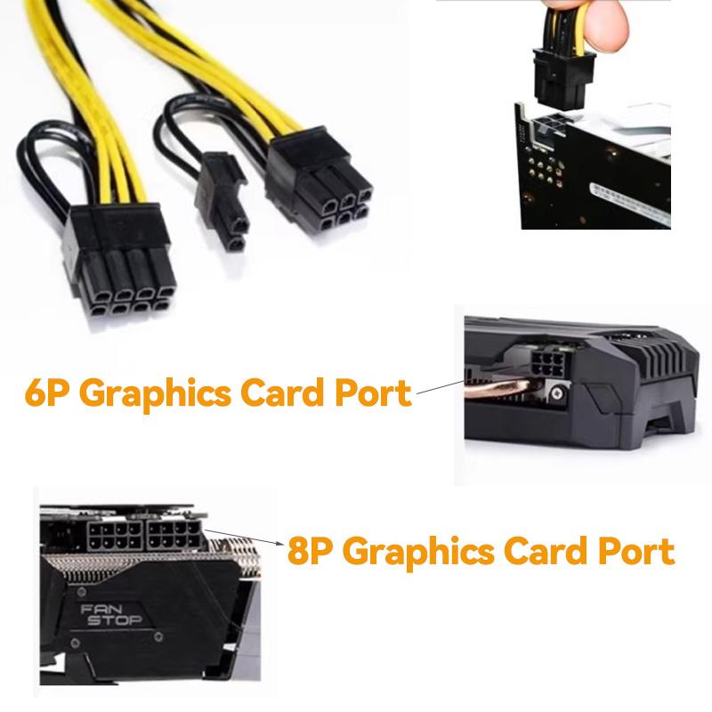 1PC Power Cord Computer Motherboard Socket 6p To Dual 8p Male/Female 1/2 Sata Power Supply Y Splitter Cable Sata Extension Cable