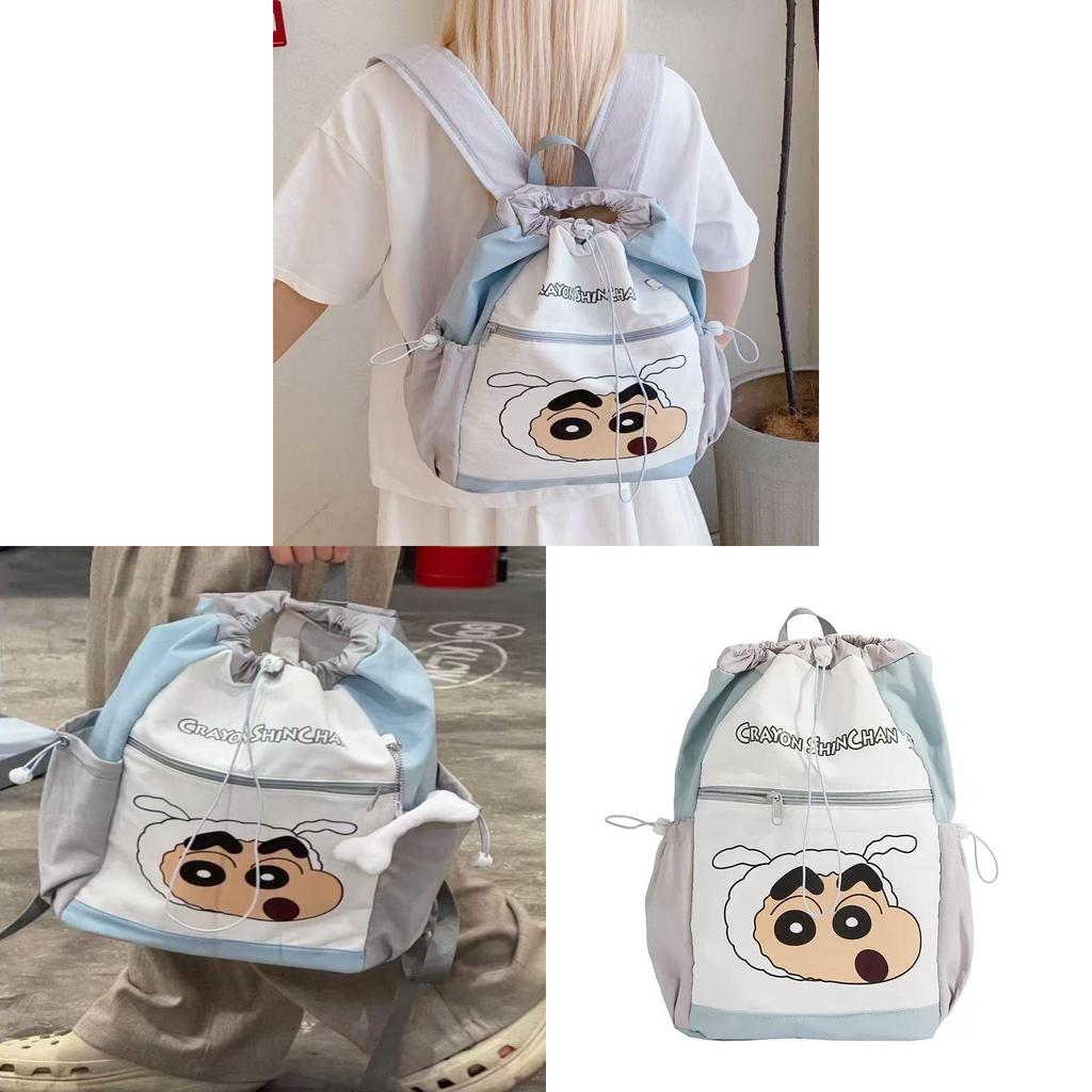 Crayon Shinchan Cartoon Backpack With Drawstring Closure For Students And Kids