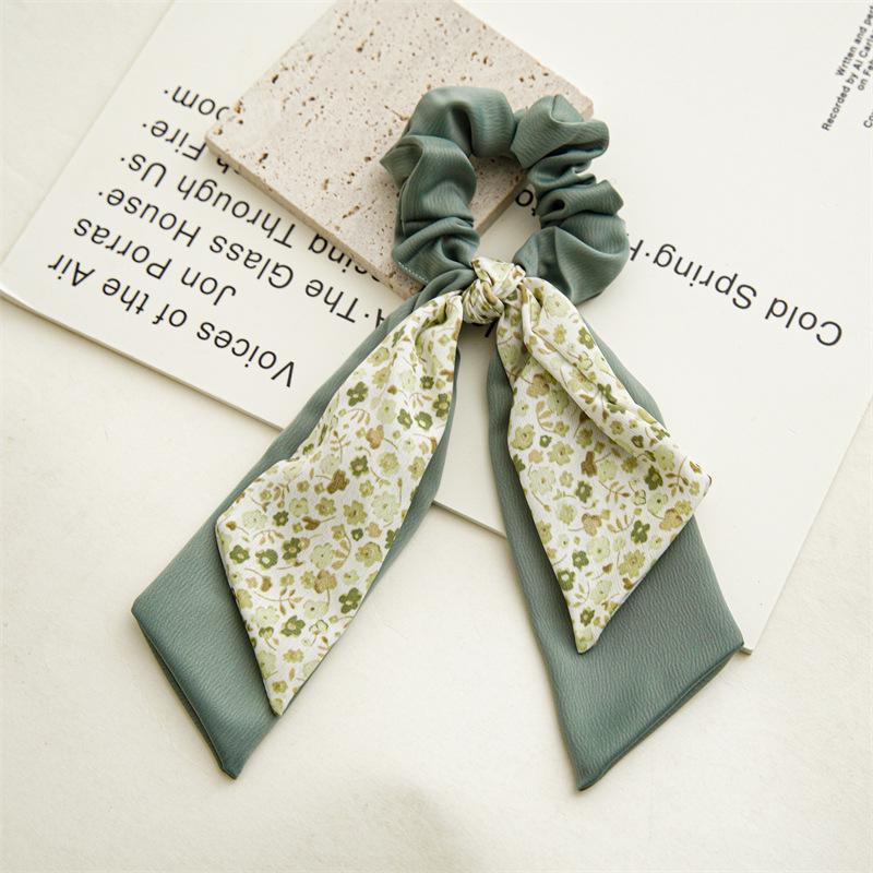 Fashion Floral Hair Bands Girls Bow Scrunchies Korean Pontail  Double-deck Scarf Hair Ties Hair Accessories Hairband Party Gift