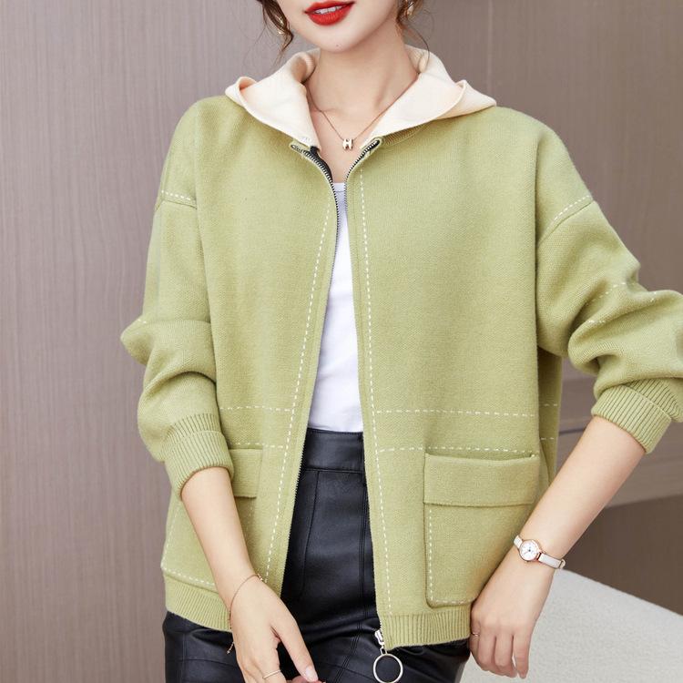Middle-aged and Elderly Women Knitted Sweater Cardigan Mother Spring and Autumn Coat Fashionable Red Zodiac Year Top Clothes New Year Outfit