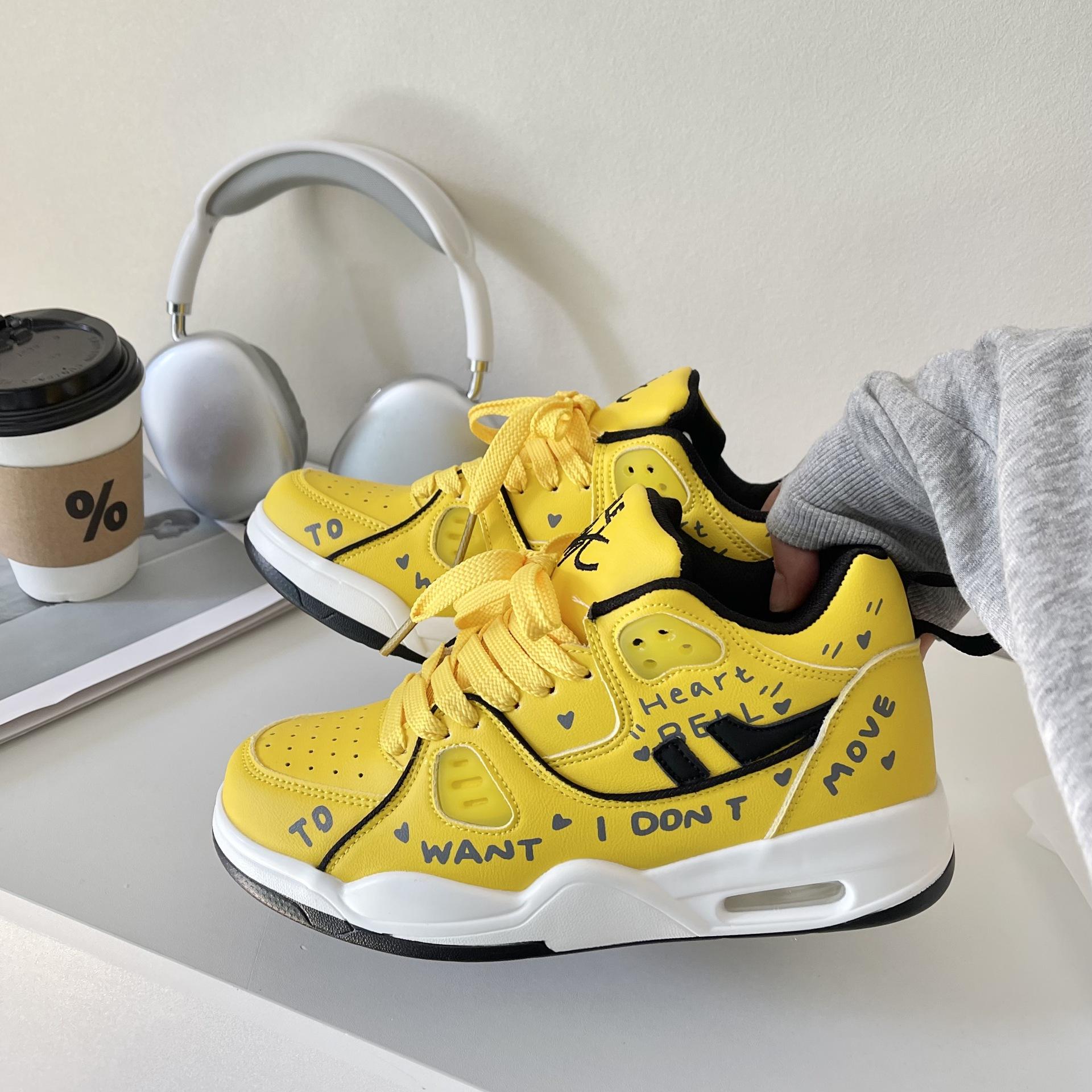 New ins wind graffiti air cushion basketball sneakers student jogging 36