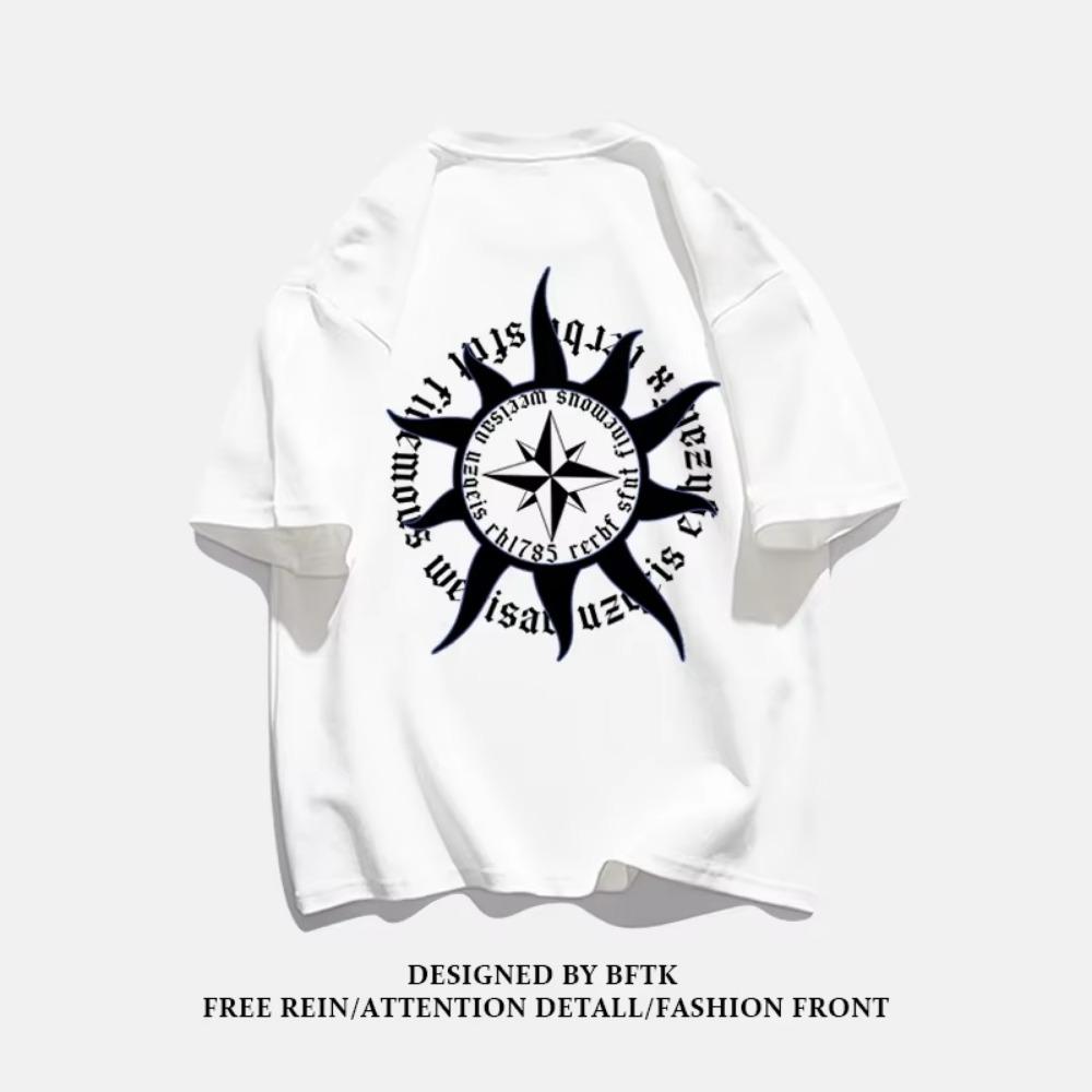 Letní móda Retro pánská anglická písmena těžké váhy 100% bavlna s kulatým výstřihem s potiskem Vysoce kvalitní neformální tričko Fitness Street