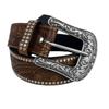 Western Denim Belt Buckle Sculpted Rhinestones Inlaid Vintage Embossed Rivets Punk Belt Simple Versatile Belt
