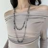 Collar de Cadena Retro de Doble Capa para Mujer Estilo Bohemio Chica Picante Vintage Largo Estilo Étnico Cadena de Suéter con Cuentas de Flores Coloridas