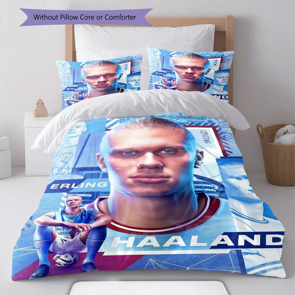 Erling Haaland Set Copripiumino Matrimoniale Coperta Federe Decorazione Casa Regalo di Compleanno (1 * copripiumino + 2 * federa, senza nucleo)