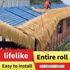 Künstliche Strohdachrolle Wetterfest Langlebig Simulierte Strohabdeckung für Terrassen Sonnenschirm Tiki Hütte Outdoor Garten Dekoration