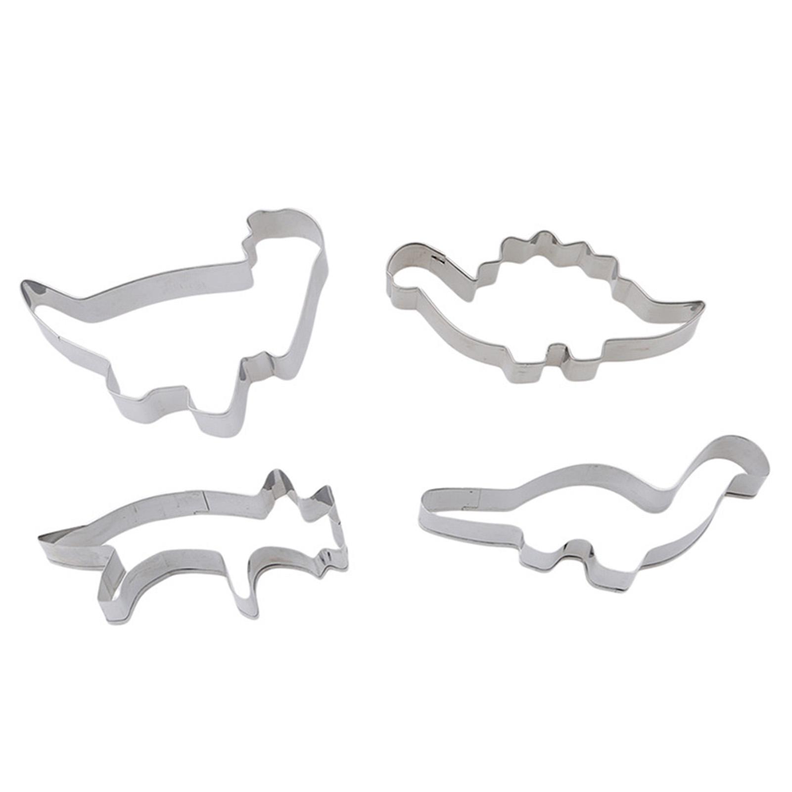 

4 Teile/satz Silber Edelstahl Dinosaurier Tier Fondant Kuchen Cookie Keks Cutter Dekorieren Form Gebäck Backen Werkzeuge