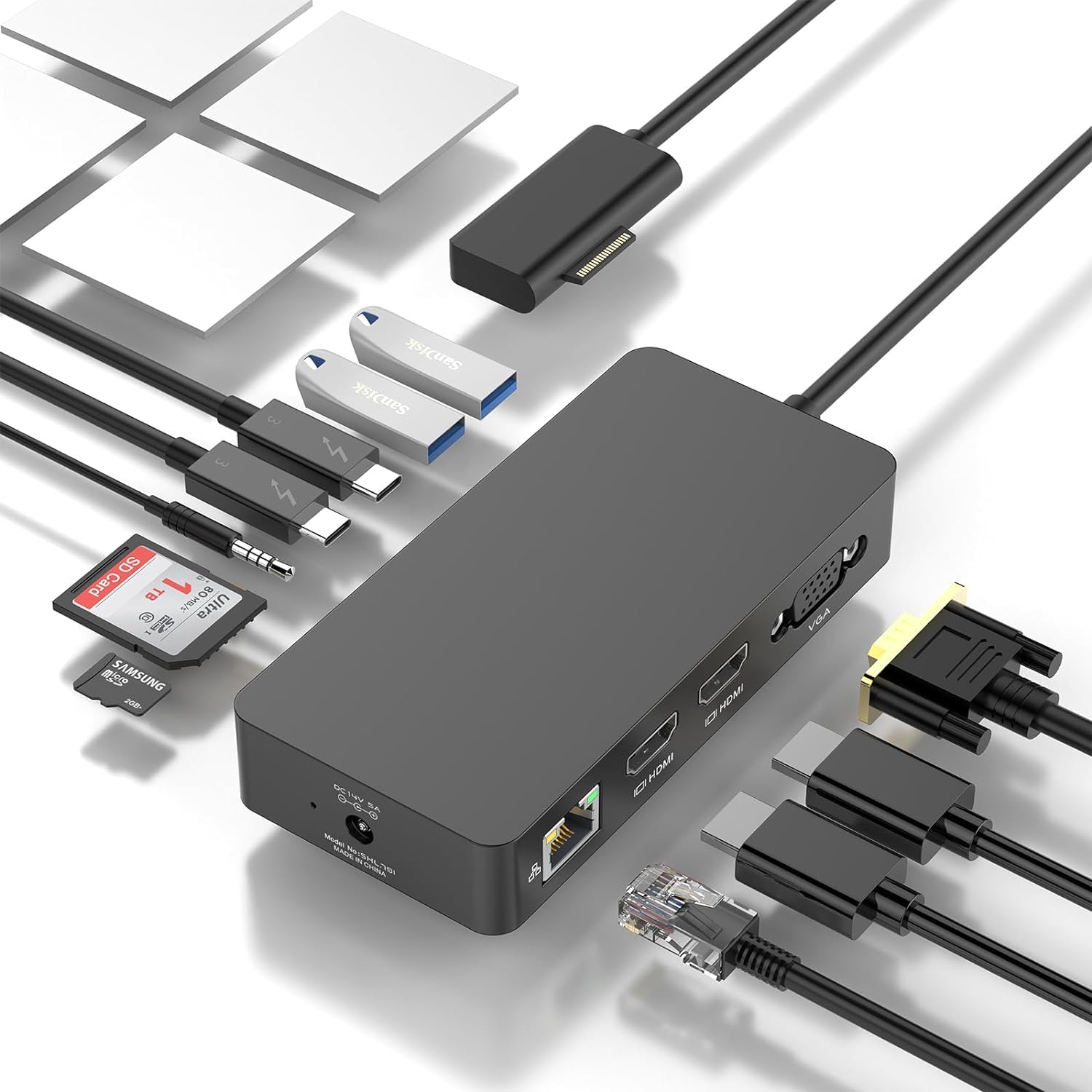 

Microsoft Surface Docking Triple 12 в 1 Surface Docking Station совместима с Surface Pro Surface Laptop Surface Laptop Go Surface Book Display,