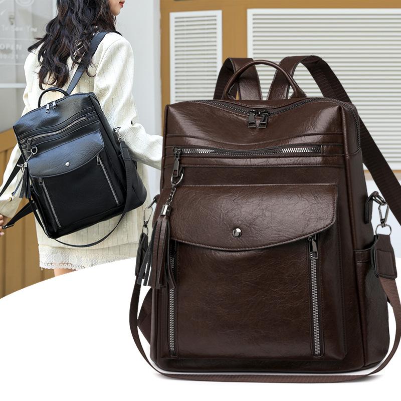 Women's Backpack Color Contrast Outdoor Travel Backpack Dual-use Shoulder Bag
