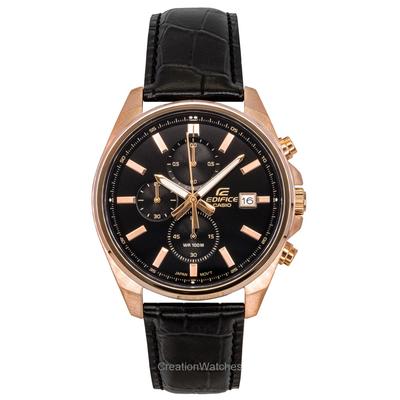 Edifice Analogowy Standardowy Chronograf Skórzany Pasek Czarna Tarcza Kwarcowy EFV-610ECL-1A 100M Zegarek Męski