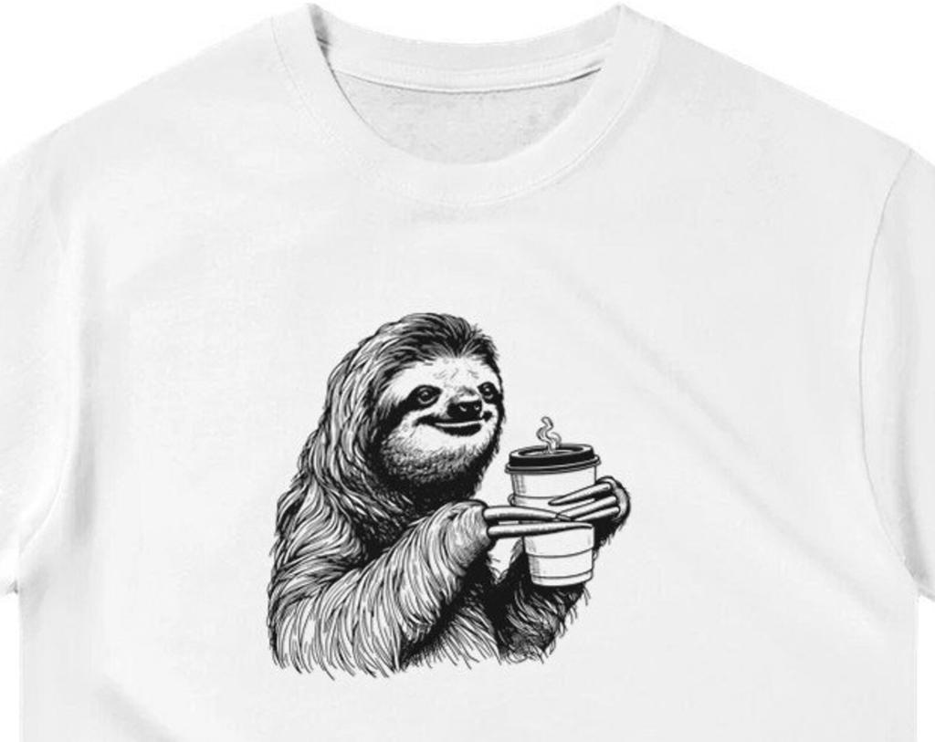 Sloth Drinking Coffee Shirt ,Unisex, Animal Lover Shirt, Funny Animal T-shirt, Gifts For Him, Gifts for Her
