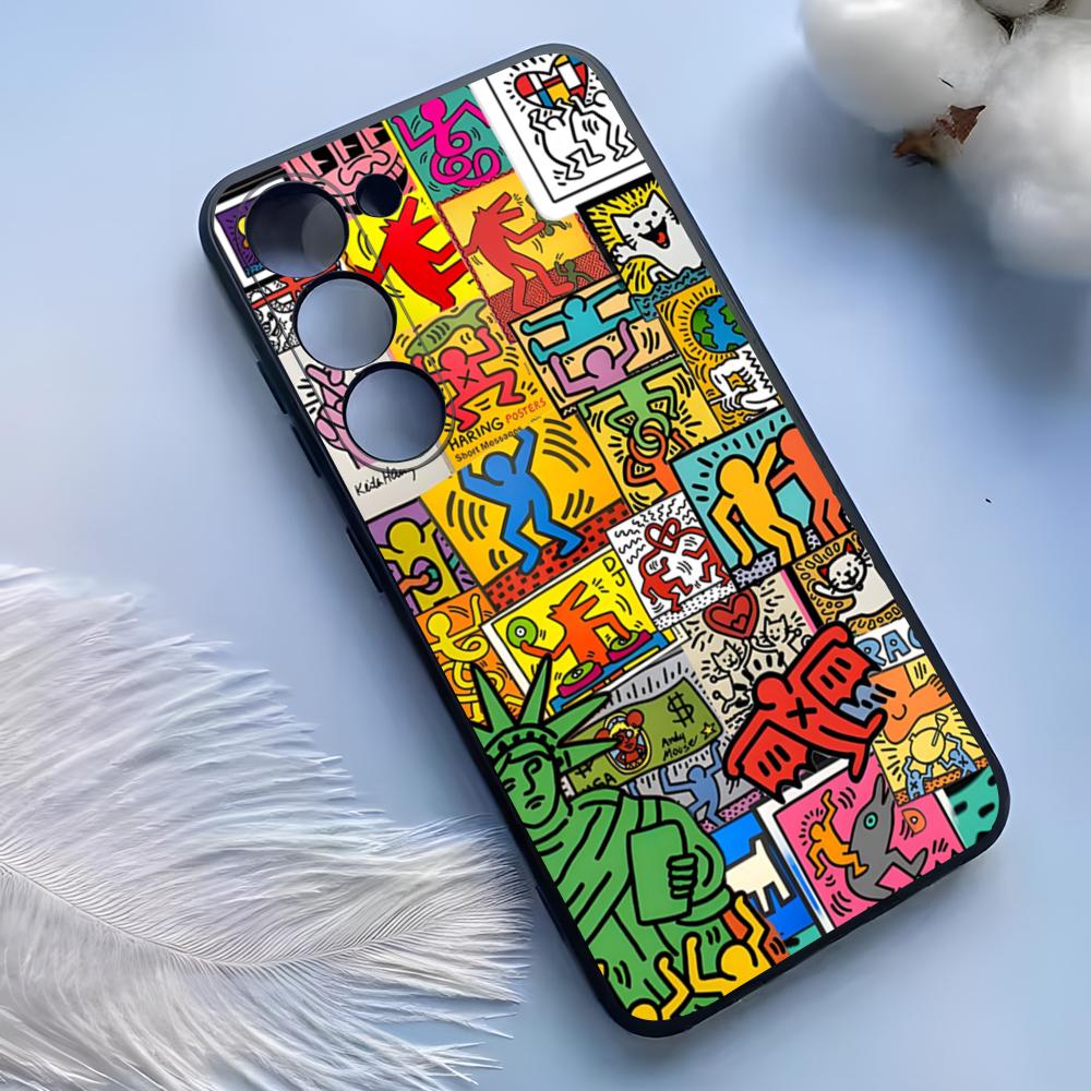 Artist K-H-haring Phone Case For Samsung S25 Ultra S24 S23 S 22 S21 S20 Plus S23 S24 Fe Galaxy A54 A53 A34 A25 A16 A14 A13Cover