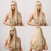 Long Natural Wavy Platinum Blonde Wigs with Bangs Cosplay Party Lolita Synthetic Wigs for Women Heat Resistant Fiber