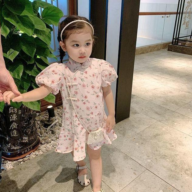 Girls Summer Vintage Qipao Dress Kids Stylish Hanfu Princess Gown Toddler Baby Chinese Traditional Clothing
