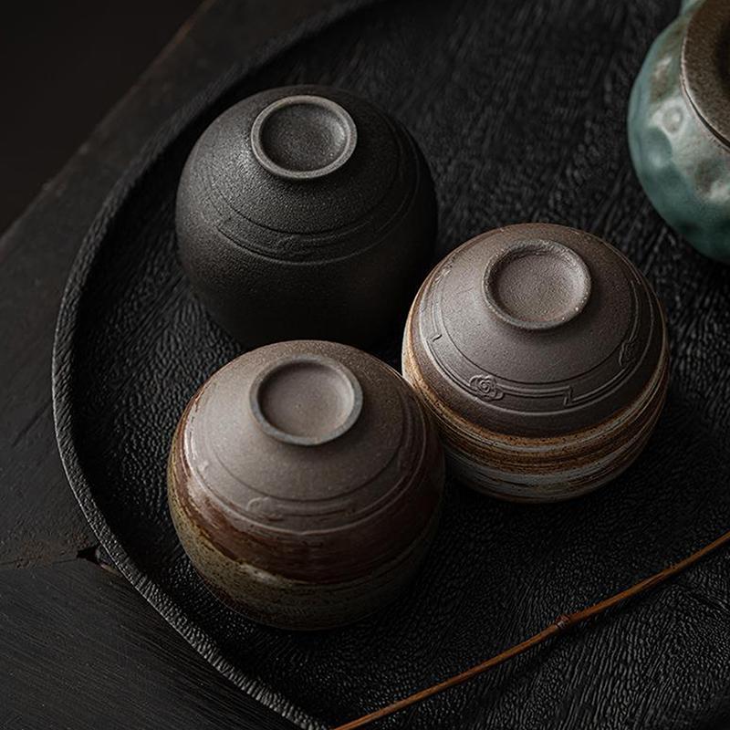 Japanese Style Handmade Stoare Tea Cup Kung Fu Tea Set Tea Cup Small Single Cup Ancient Style Quiet Road Cup Bowl Teacup