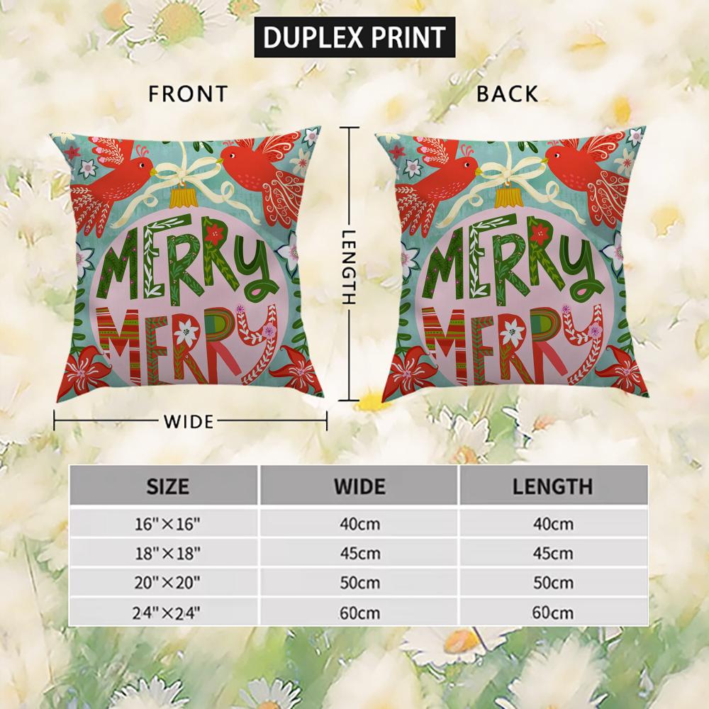 Merry Christmas Art Logo Pillow Case For Car Sofa Decorative Home Double-sided Print Plush Square Throw Pillow Cushion Cover
