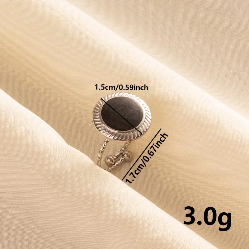 1/3pcs Creative Smooth Drip Oil Circle For Women Vintage Stainless Steel Adjustable Open Finger Nail Ring Couple Wed Accessories