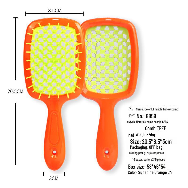 Pente de Massagem com Grelha Quadrada de Emenda – Ferramenta para Cabelo Volumoso e Alisamento