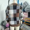 Women's Round Neck Plaid Loose Fashion Pullover Knit Luxurious Relaxed-fit Slimming and Versatile Top