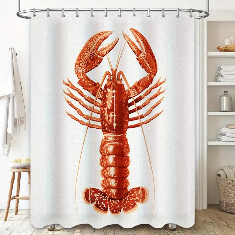 Modern Bathroom Decor Shower Curtain Waterproof Home Decoration with Crab Print in Various Colors High Quality Fabric for Long L