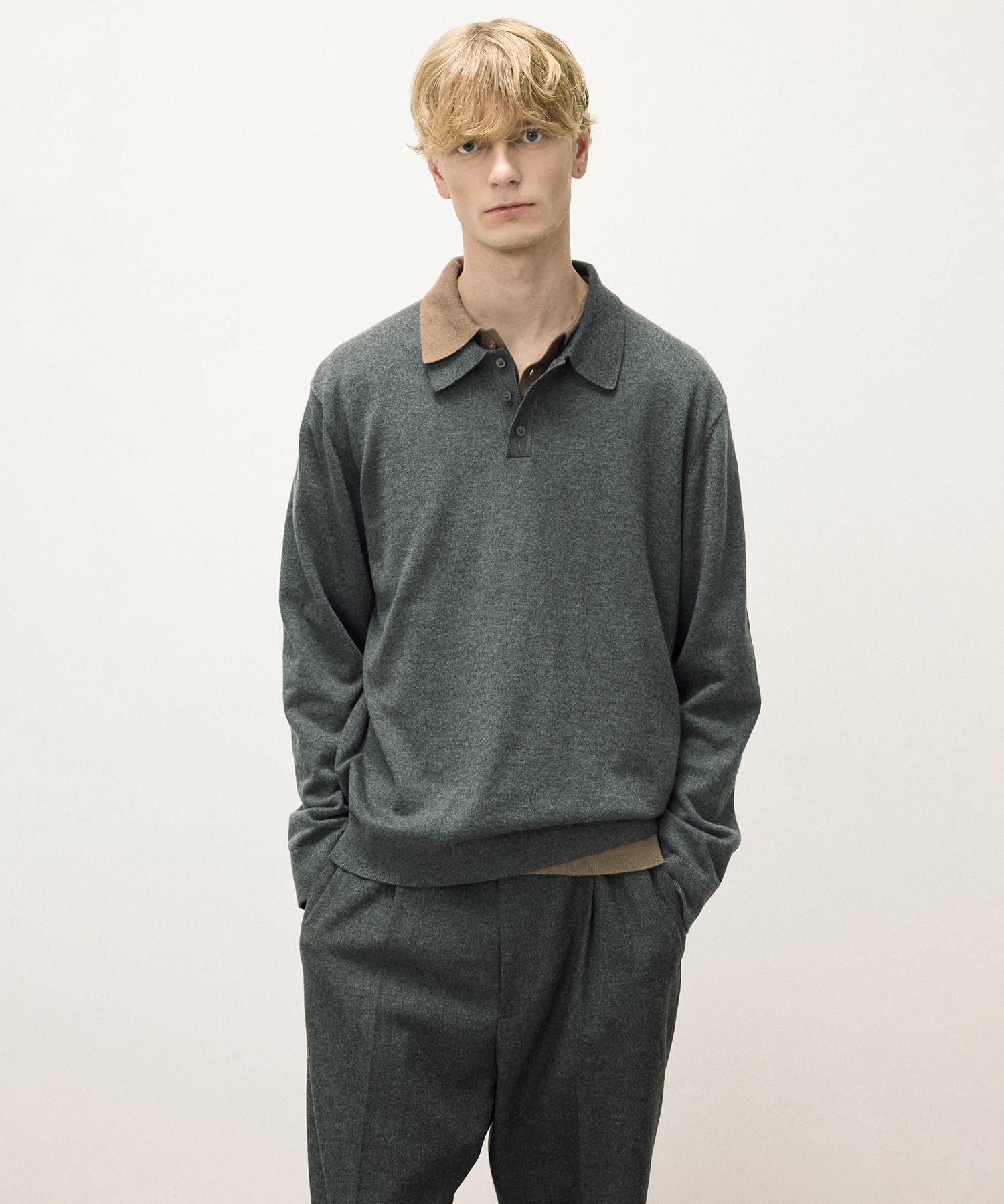 Wool Blend Cozy Polo Knit Charcoal Grey Iesw5F505Cg Charcoal Grey/00S