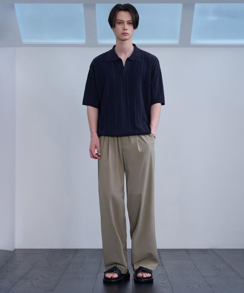 DRAW FIT [Fashion Planet X Drawfit] Cooling Relaxed Wide Elastic Waist Pants [Dusty Beige]