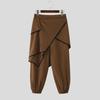 INCERUN Men Back Elastic Waist Ruffled Layers Casual Long Harem Pants Trousers
