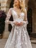 Summer New Wedding Dress Formal Lace Long Sleeve Evening Gown