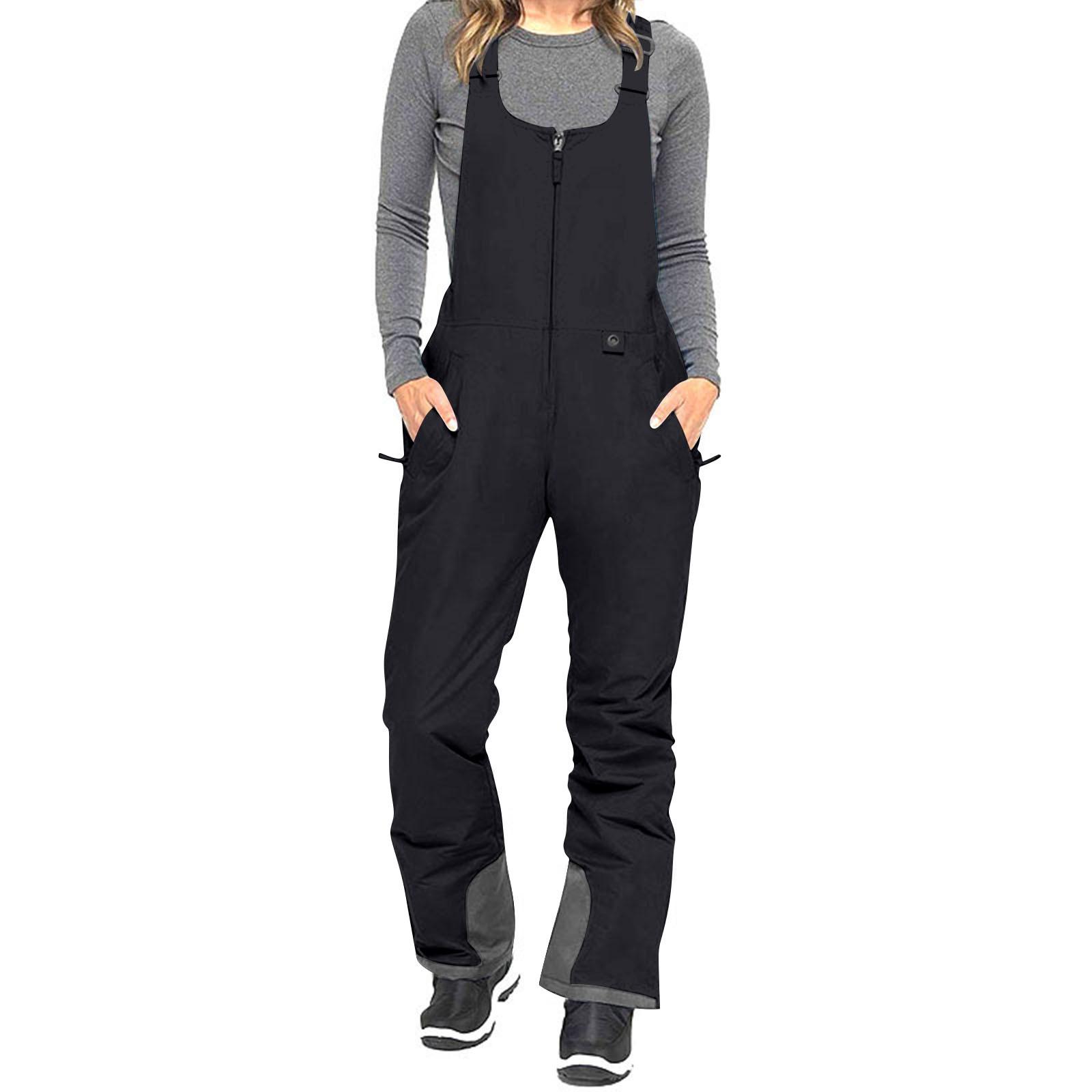 

Women s Outdoor Ski Suit Bib Quick-drying Straight Sports Pants L чёрный