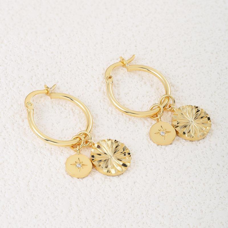 Exquisite Fashionable Double Pendant Circular Earrings 1 pair золотой
