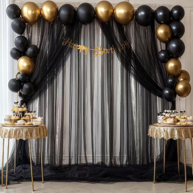 50meters Black Polyester Tulle Draping Fabric Wedding Arches Birthday Parties & Stage Decor Christmas Halloween St. Patrick's