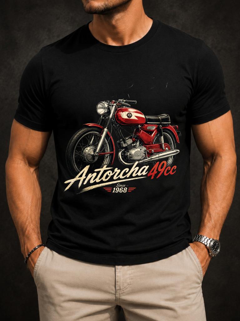 Antorcha 49cc Since 1968 Graphic Red Antorcha Motorcycle With Cream Script And Minimal Marks Retro Unisex All TShirt