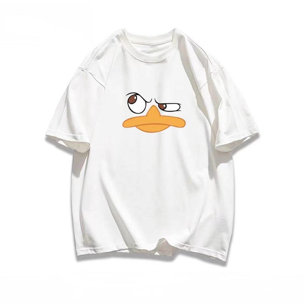 2023 Women’s Summer Cartoon Duck Loose Round Neck Short-Sleeve T-Shirt