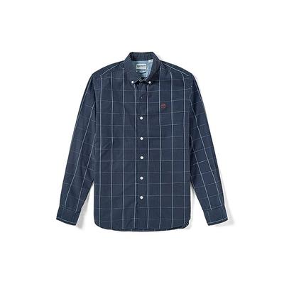 Plaid Casual Slim Fit Long Sleeve Shirt Men Shirts Deep-Sapphire-Blue A2219B68