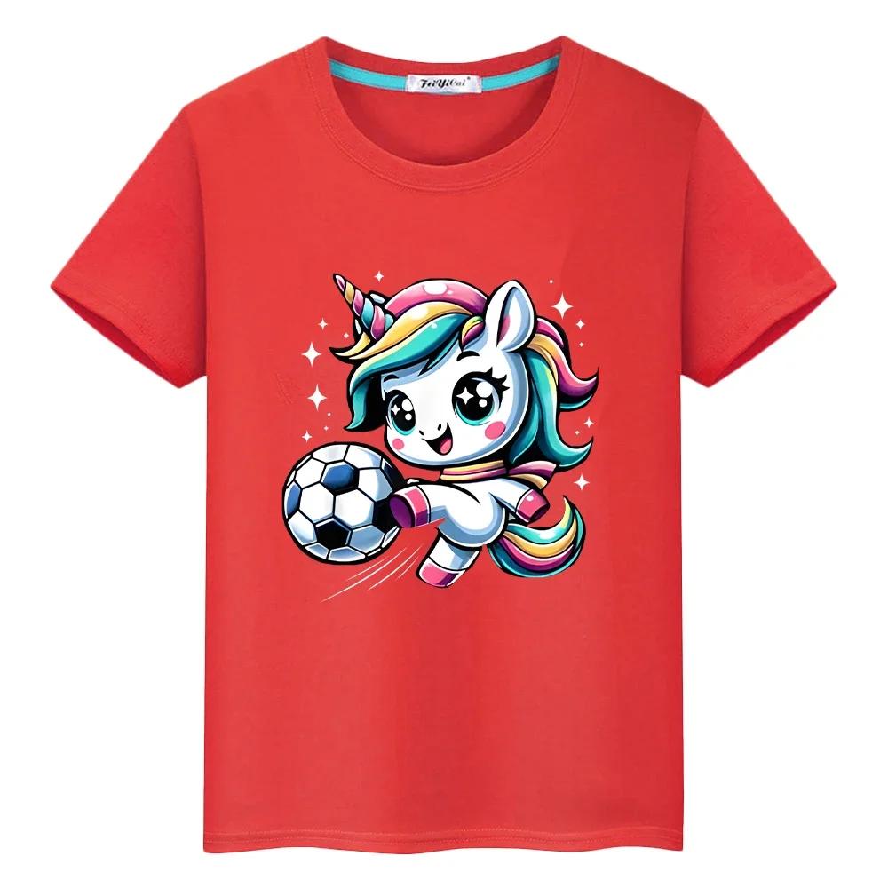 

Unicorn print t shirt for kids boys 10years Kawaii 100%Cotton anime Short pride tshirt y2k one piece Cute Tops kids clothes girs 100 червоний