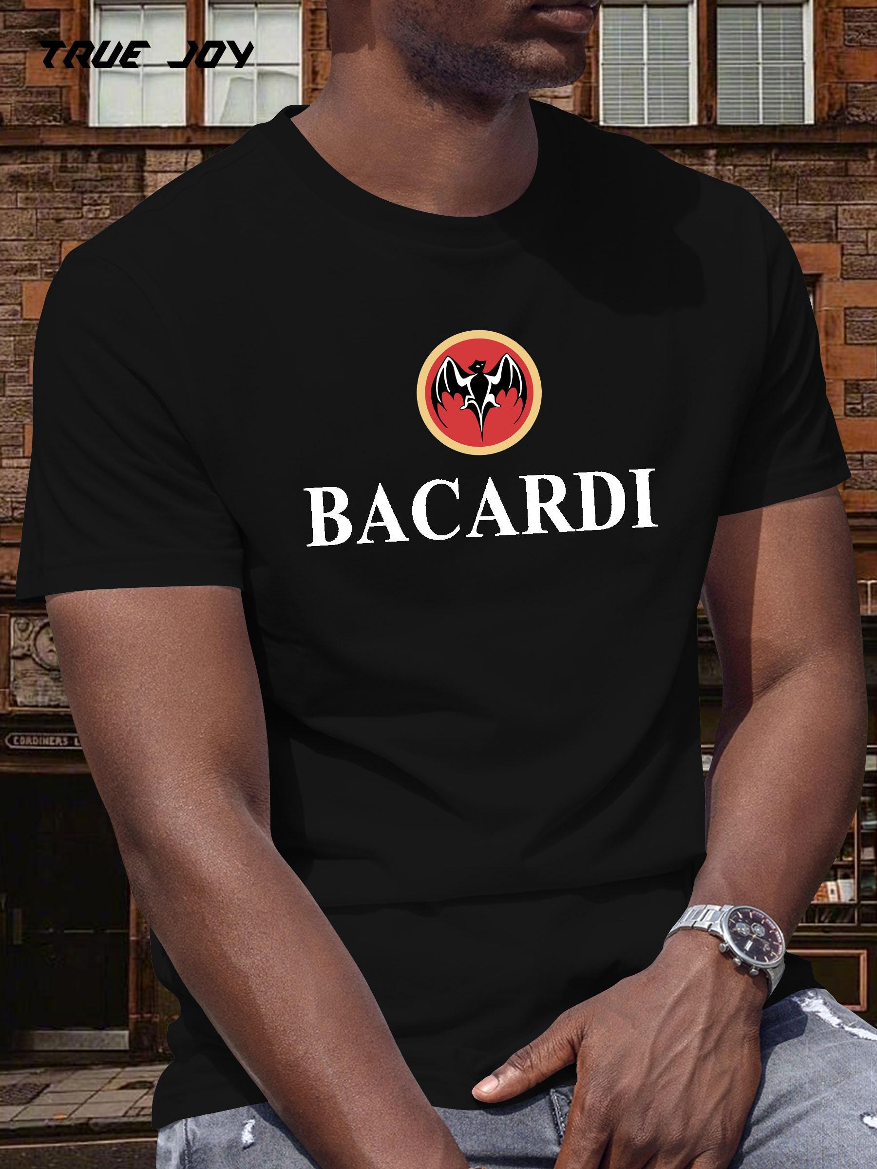 Bacardi Graphic T-shirt - Black Casual Summer Tee with Red & White Bat Logo XXXXL