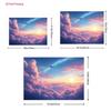 2D Dreamy Room Backdrop, Airplane Flying Over Cotton Candy Clouds At Sunset Background