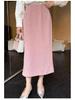 Rongtai Elegant High-Waist Lace Trim Straight Skirt with Back Slit - Women's Fashion 2026