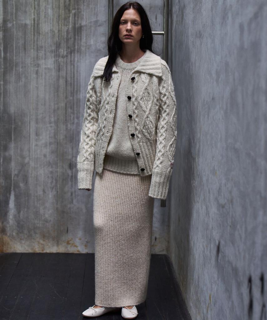 GRIDAJ Mohair Jacquard Round Neck Pullover