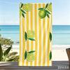 Asciugamano da Spiaggia Estivo Mediterraneo Oversize a Strisce Bianche Blu con Stampa Limoni in Microfibra per Piscina
