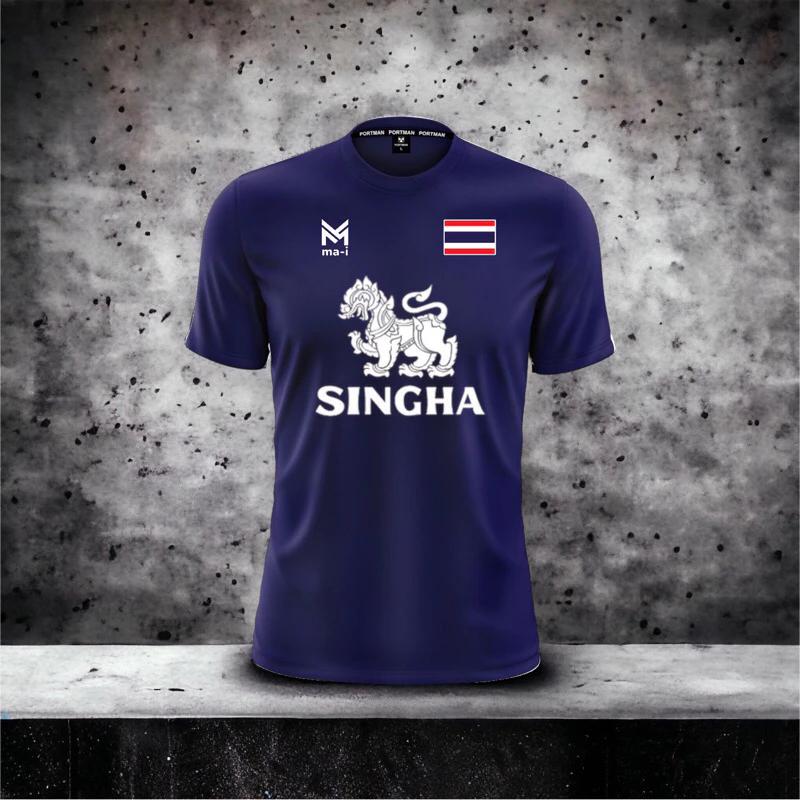 THAILAND National Football Soccer Training JERSEY Casual CHEER Print Schnelltrocknendes Hemd Rundhals Polyester Kurzarm Uniform Löwenlogo Sport Outdoor