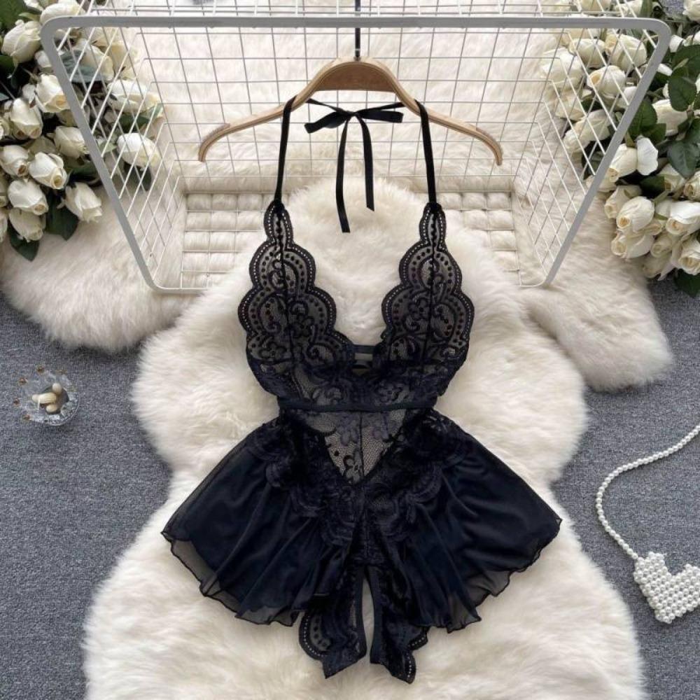Hanging Neck Sexy Clothing Dress Camisole Lace Corset Skirt Elegant Sexy Lace Bodysuit Ladies