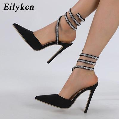 2023 New Spring Fashion CRYSTAL Pumps Women Sandals Thin Heel Narrow Band Party Stripper Heels Shoes