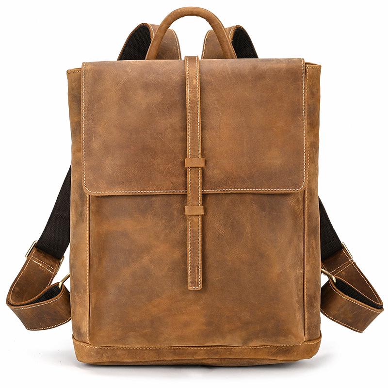 Vintage Crazy Horse Leder Rucksack für Damen und Herren - Echte Leder Reise- und Schultasche